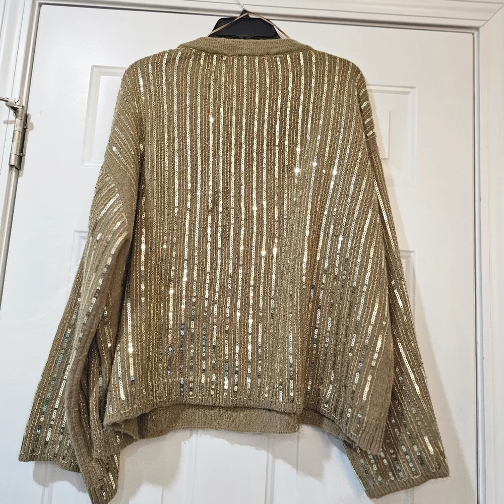 Zara Limited Edition Sequin Sweater size medium 70's Disco T. Swift Style Like - Picture 8 of 13